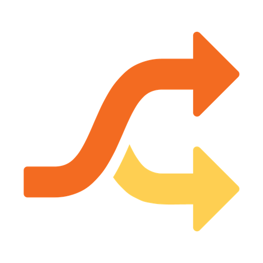 Two arrows branching in different directions, representing change